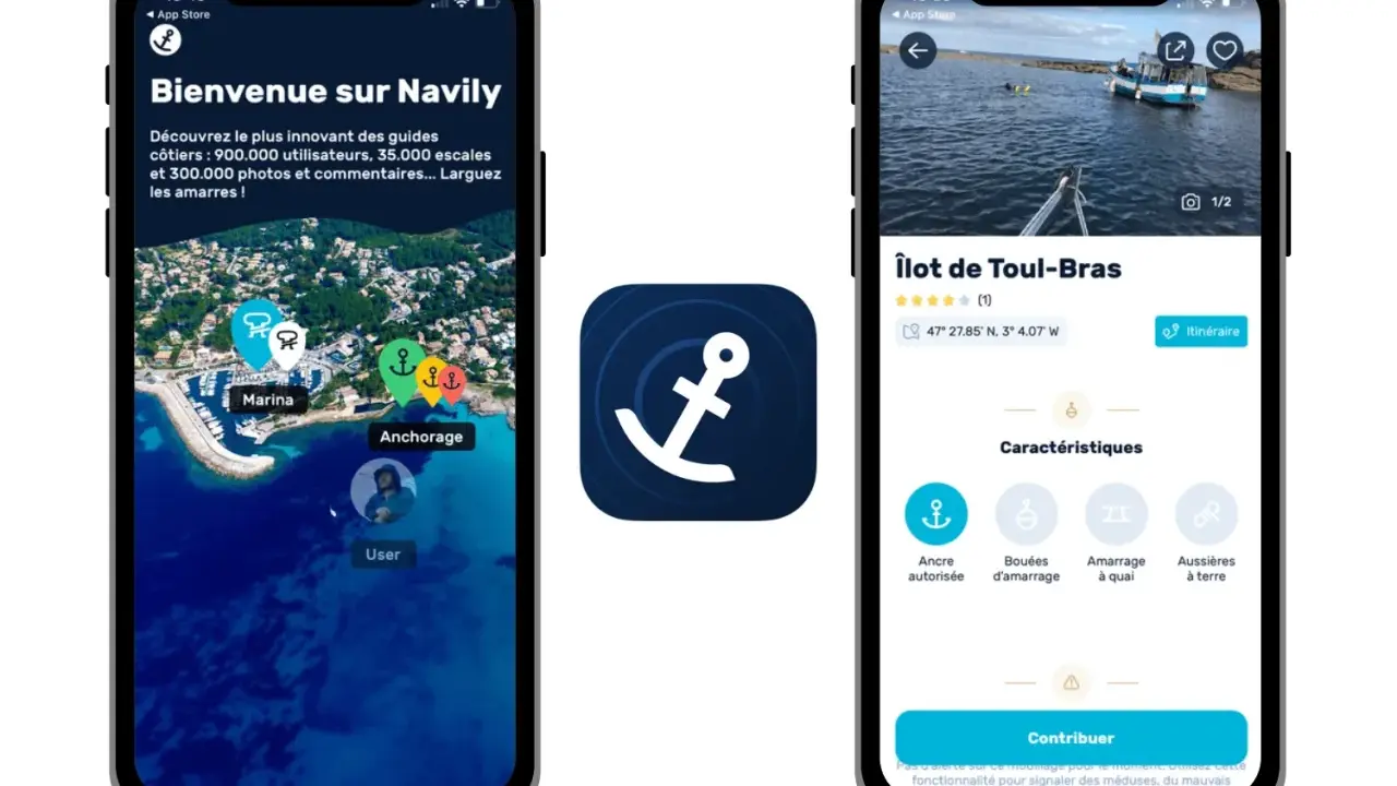 Application Navily : une application pour l'application vitesse bateau, avec cartes interactives, informations sur les mouillages et contribution des utilisateurs.