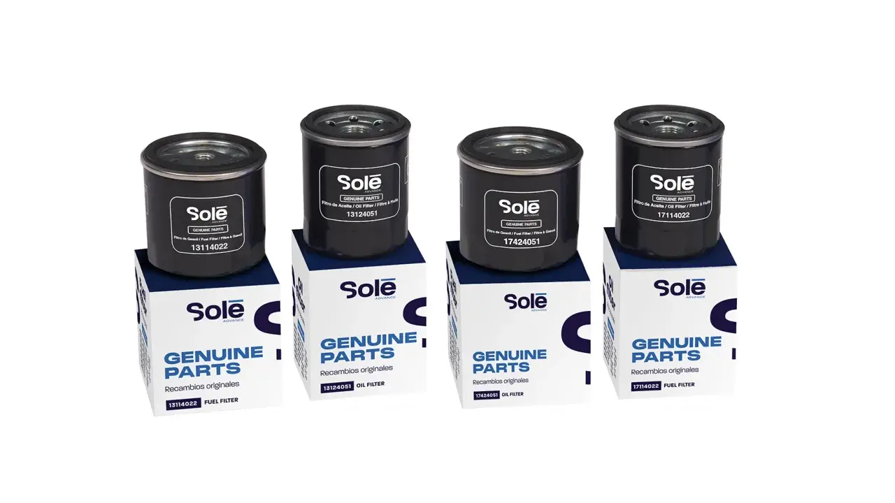 Quatre filtres à gasoil Sole Advance, présentés sur leurs boîtes respectives. Un tableau correspondance filtre à gasoil pour trouver la pièce exacte.