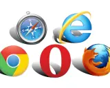 Icônes de logiciels de navigation pour PC : boussole, Internet Explorer, Chrome, Opera et Firefox.