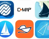 Icônes d'applications de navigation : Navionics, C-MAP, voilier, bateau, carte marine.