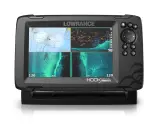 Écran du sondeur Lowrance Hook 7 affichant une carte nautique et des vues sonar. Réglage sondeur Lowrance Hook 7 pour une pêche réussie.