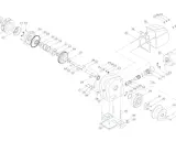 Vue éclatée d'un guindeau Quick, montrant ses composants internes et externes, tels que le moteur, le tambour et les engrenages.